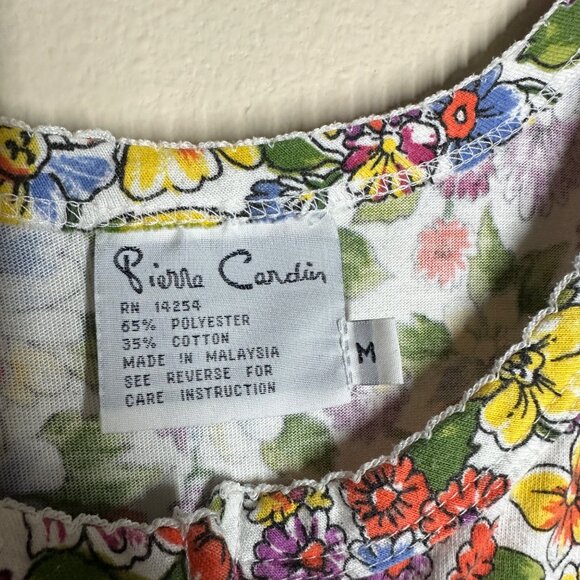 VTG Pierre Cardin Sleeveless Floral Button Up Midi Dress Womens Size M Prairie - Picture 7 of 8